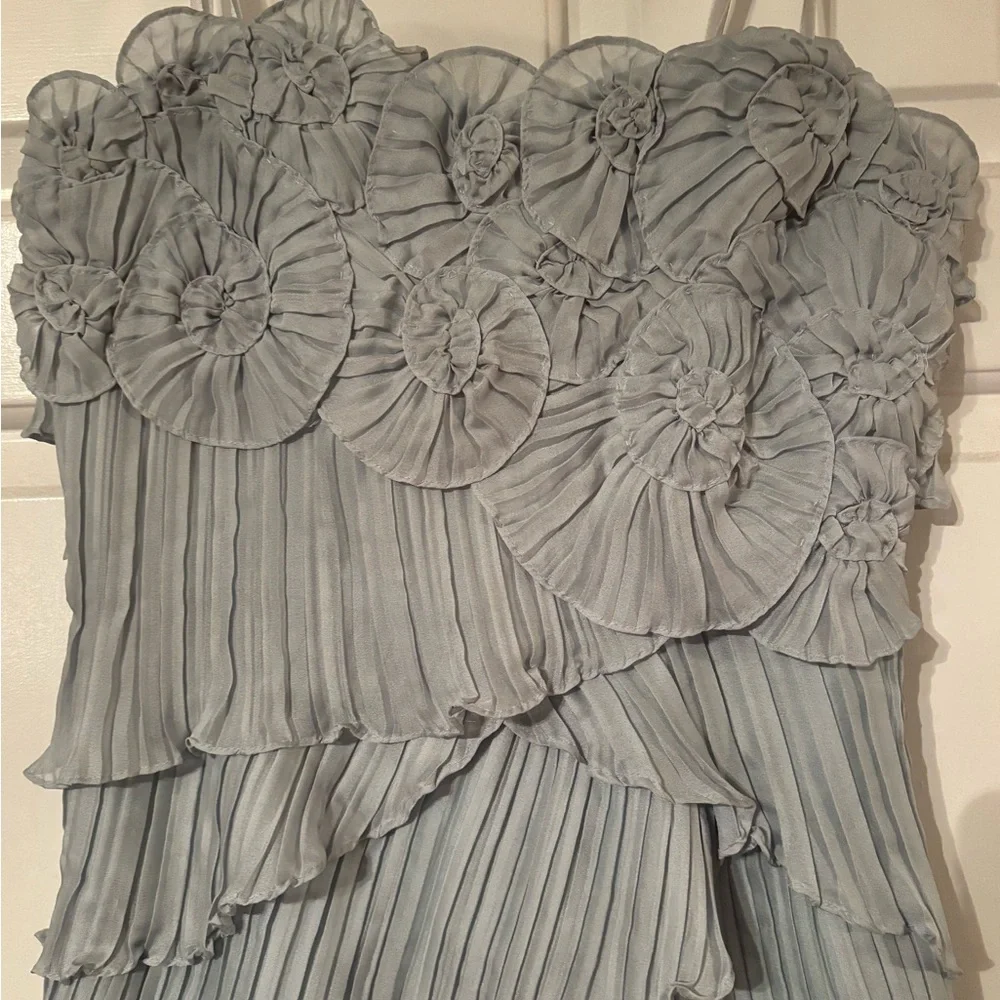 BCBGMaxAzria Strapless Blue Ruffle Dress - Picture 3 of 5